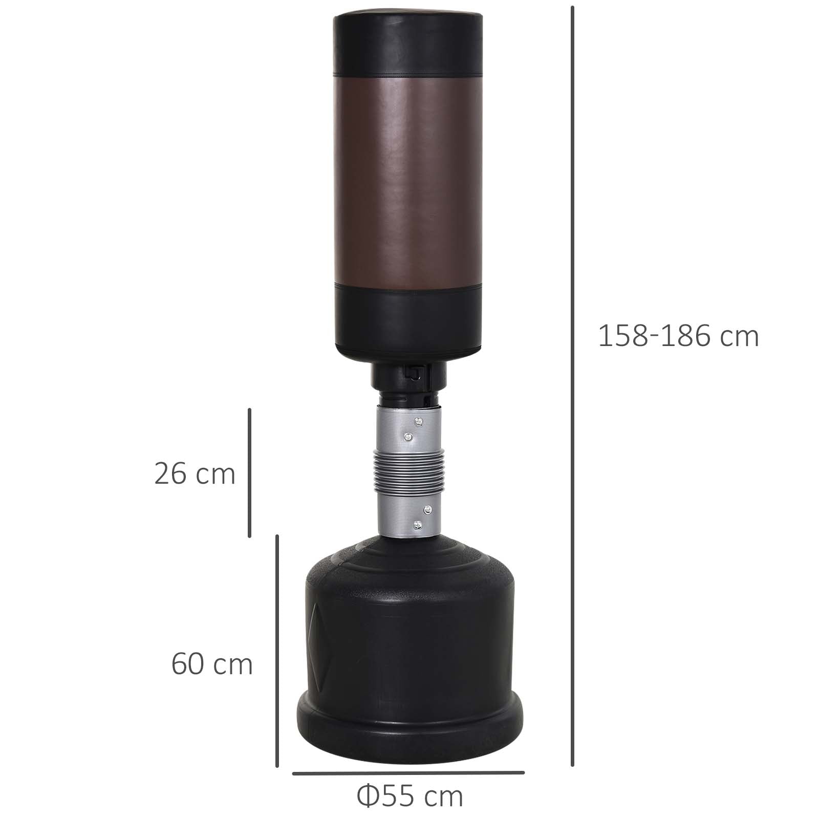Freestanding Punching Bag Boxing Bag Dummy Training Partner Punching Bag 158-186 cm Height Adjustable NEW Black+Brown