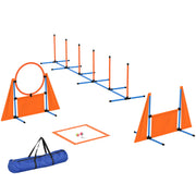 6-Piece Dog Agility Training Set Agility Kit for Dogs with Slalom Stakes Rest Area Fence Jump Ring and Balls Orange