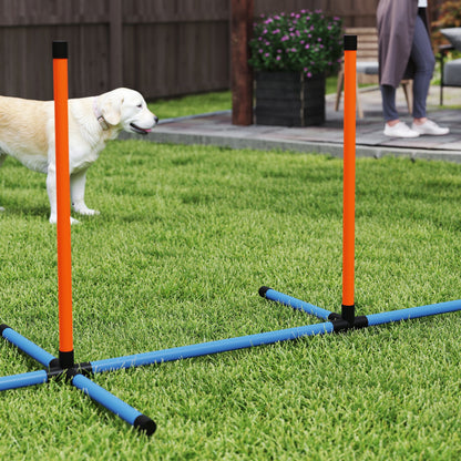 6-Piece Dog Agility Training Set Agility Kit for Dogs with Slalom Stakes Rest Area Fence Jump Ring and Balls Orange