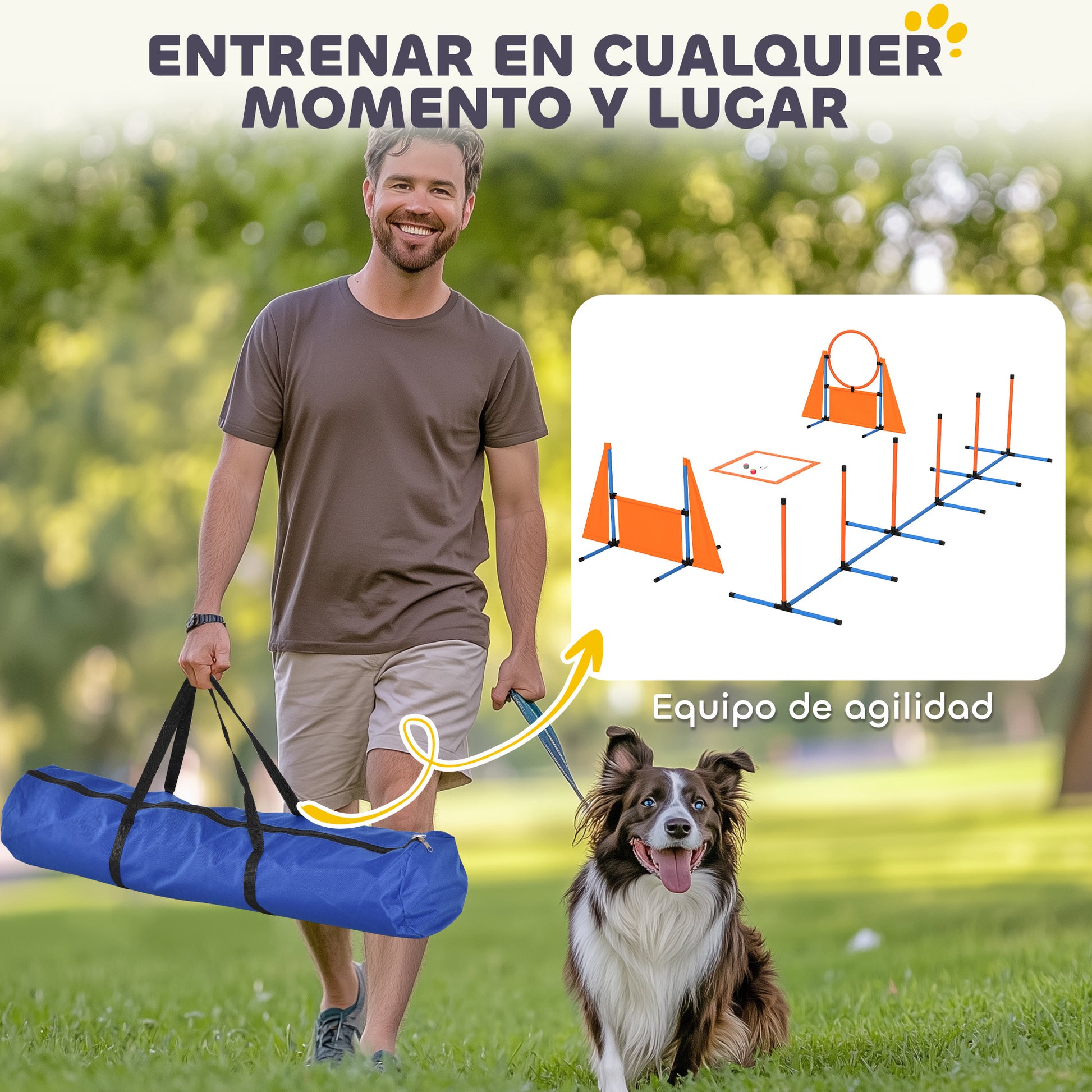 6-Piece Dog Agility Training Set Agility Kit for Dogs with Slalom Stakes Rest Area Fence Jump Ring and Balls Orange