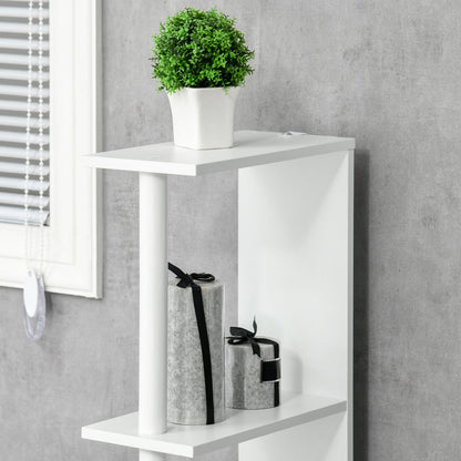 Bathroom Column with 2 Shelves and 2 Cabinets, Tall Bathroom Cabinet Space Saver in MDF, 15.2x29.8x118cm, Natural Wood