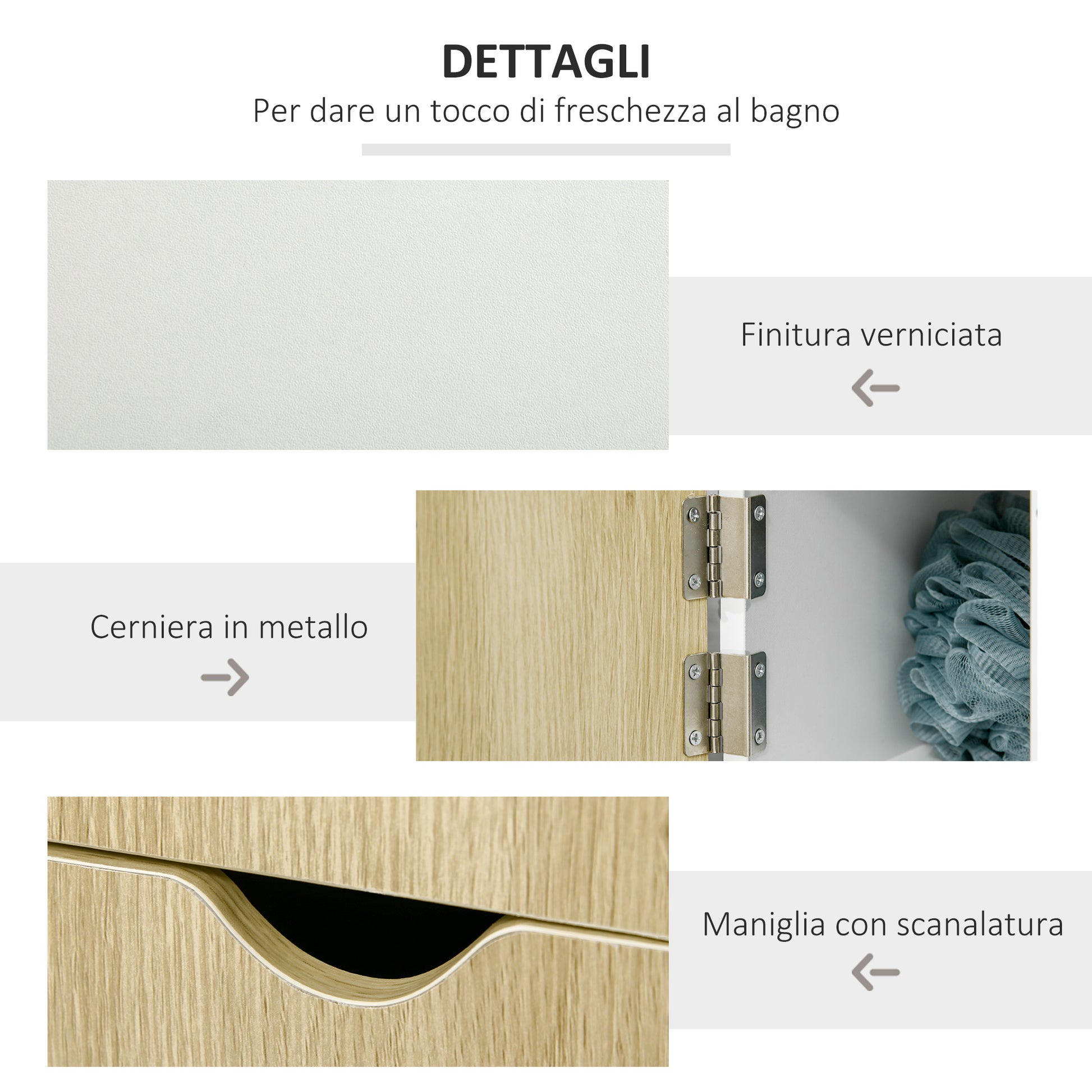 Bathroom Column with 2 Shelves and 2 Cabinets, Tall Bathroom Cabinet Space Saver in MDF, 15.2x29.8x118cm, Natural Wood
