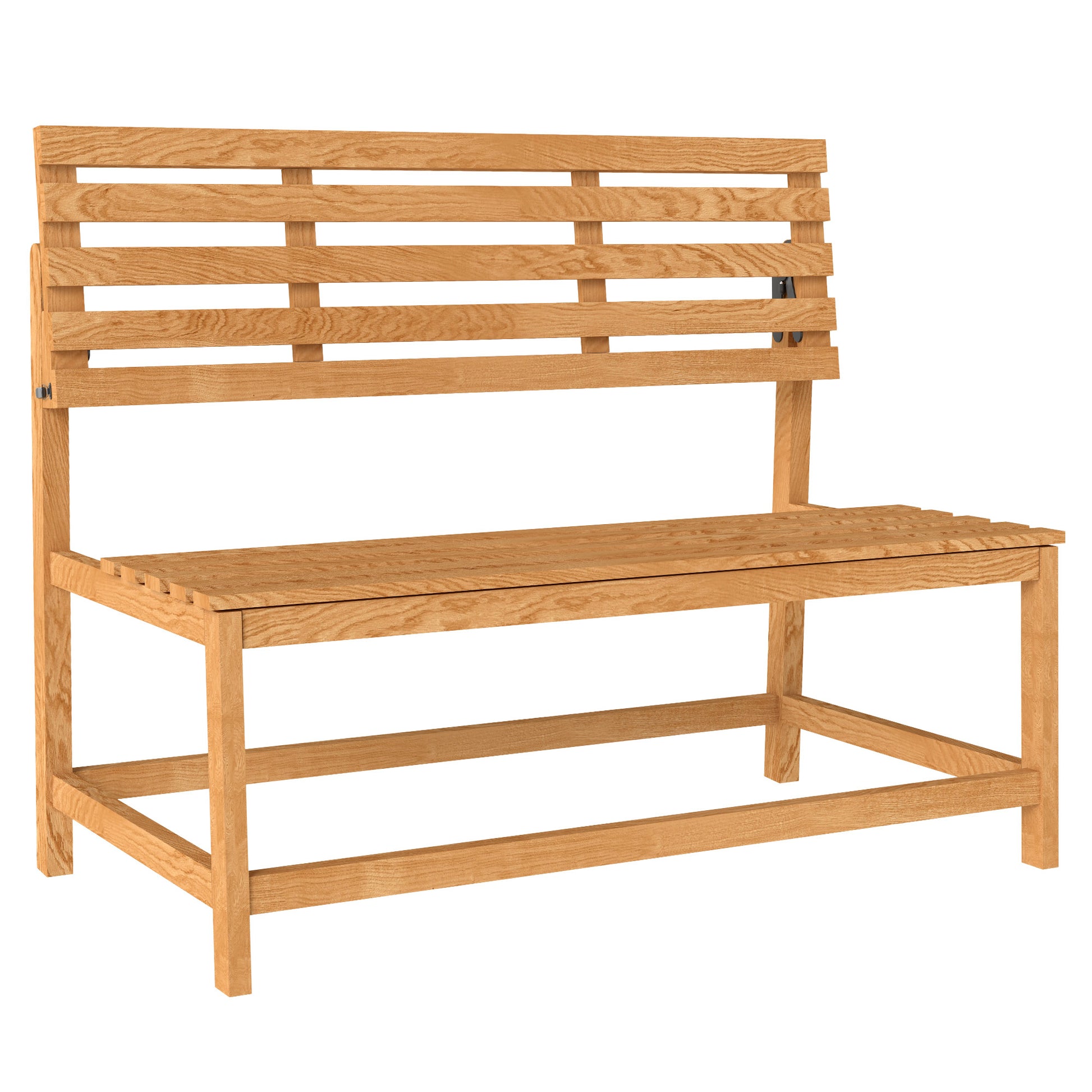 2-Seater Wooden Garden Bench, Weatherproof Bench, UV Resistant Garden Furniture with Convertible Backrests, Park Bench 240kg Load Capacity, Wooden Bench for Balcony Terrace, Garden, 110x61x89cm, Teak