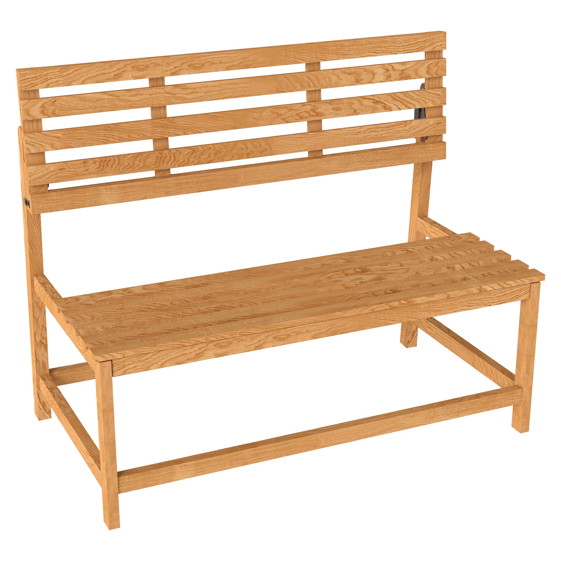 2-Seater Wooden Garden Bench, Weatherproof Bench, UV Resistant Garden Furniture with Convertible Backrests, Park Bench 240kg Load Capacity, Wooden Bench for Balcony Terrace, Garden, 110x61x89cm, Teak