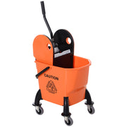 Cleaning Cart with Wringer 26 Liter Mop Bucket Mop Bucket with 4 Wheels Orange