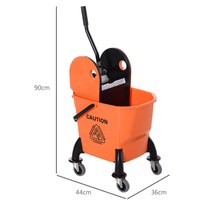 Cleaning Cart with Wringer 26 Liter Mop Bucket Mop Bucket with 4 Wheels Orange