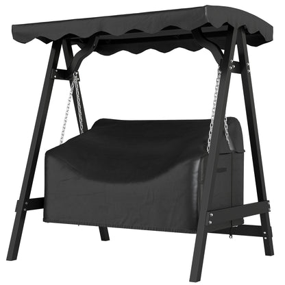 2-Seater Swing Cover, Waterproof & Windproof Protective Cover for Garden Swing, UV-Resistant, 142 x 76 x 81 cm (56 x 30 x 32 in) — Black