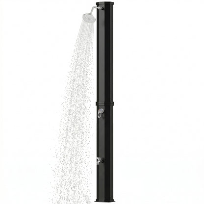 60L Solar Garden Shower with Swivel Rain Head, Adjustable Temperature (Up to 60°C / 140°F), No Power Required