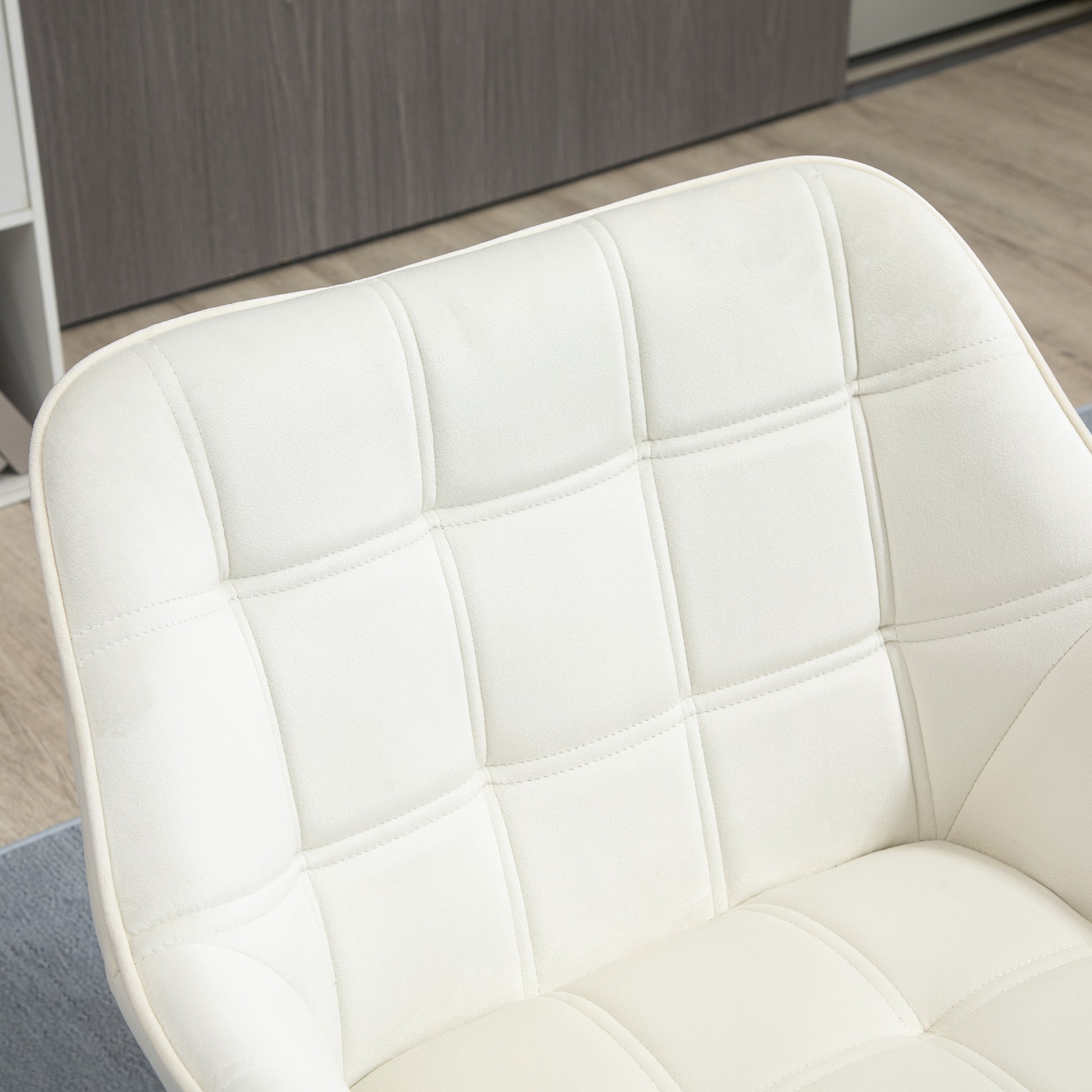 Scandinavian Design Armchair, Velvet and Wood Armchair, Cream Color, for Living Room or Office, 67x61.5x71cm