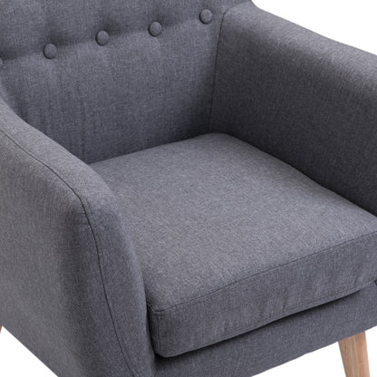 Modern Upholstered Armchair, Living Room Bedroom Armchair with Arms Fabric Wood 68 × 58.5 × 76cm Light Gray