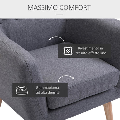Modern Upholstered Armchair, Living Room Bedroom Armchair with Arms Fabric Wood 68 × 58.5 × 76cm Light Gray