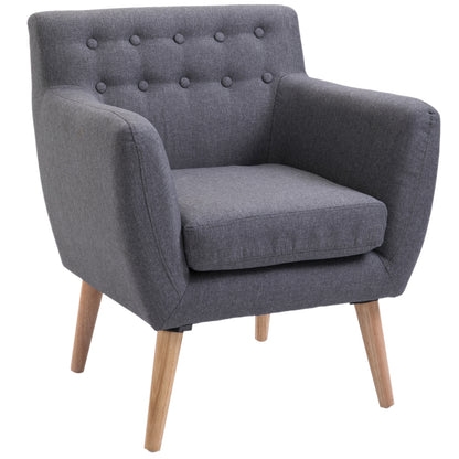Modern Upholstered Armchair, Living Room Bedroom Armchair with Arms Fabric Wood 68 × 58.5 × 76cm Light Gray
