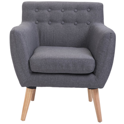 Modern Upholstered Armchair, Living Room Bedroom Armchair with Arms Fabric Wood 68 × 58.5 × 76cm Light Gray