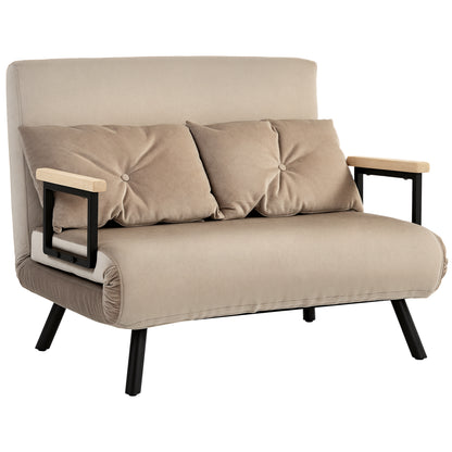 Sleeper Sofa, Folding Bed with Bed Function, Recliner Chair with Back Pillow, Upholstered Sofa with Adjustable Backrest, Velvet Look, 102 x 73 x 81 cm, Light Brown