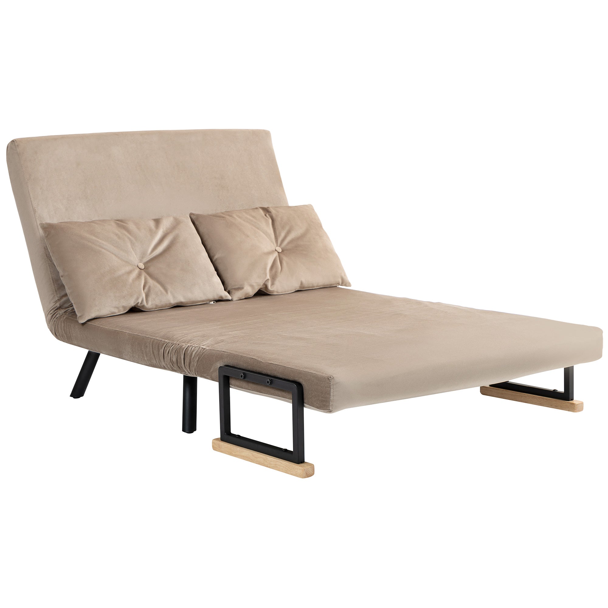 Sleeper Sofa, Folding Bed with Bed Function, Recliner Chair with Back Pillow, Upholstered Sofa with Adjustable Backrest, Velvet Look, 102 x 73 x 81 cm, Light Brown
