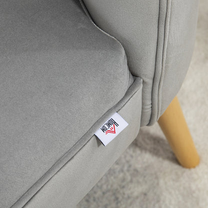 Upholstered Armchair for Living Room and Dining Room with Wooden Legs and Velvet Effect Fabric, 60x66x79 cm, Gray