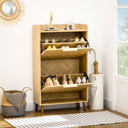 2-Door Shoe Cabinet, Vintage Style Shoe Rack, for Small Entrance, Living Room, Bedroom, 70 x 30 x 120 cm