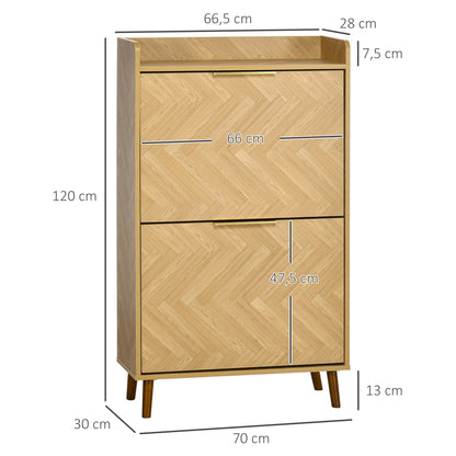 2-Door Shoe Cabinet, Vintage Style Shoe Rack, for Small Entrance, Living Room, Bedroom, 70 x 30 x 120 cm