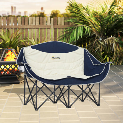 2-Seat Folding Camping Chair with Cup Holders & Carry Bag — Outdoor Folding Chair, Padded, Supports up to 250 kg (≈551 lb)