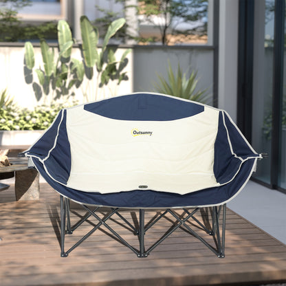 2-Seat Folding Camping Chair with Cup Holders & Carry Bag — Outdoor Folding Chair, Padded, Supports up to 250 kg (≈551 lb)
