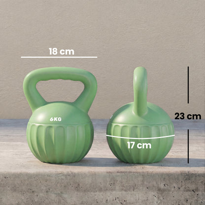 SPORTNOW Sand-Filled Kettlebell 6 kg (13.2 lb) – Green – Non-Slip Handle, Stable Base for Home Strength Training