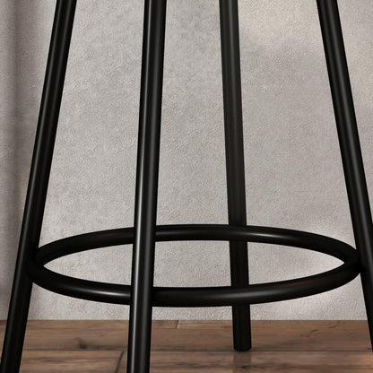 Bar Table with Bar Stool Set, Bar Table Set for 2 People with 2 Padded Bar Chairs, Backrest, Kitchen Table with 3 Shelves, Modern-Style, Breakfast Counter for Dining Room, Kitchen, Steel, Oak