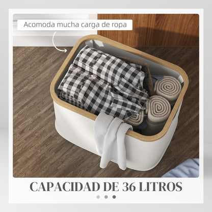 Foldable Laundry Basket 36 L Dirty Clothes Basket with Handles for Bathroom Bedroom Laundry Room 44.3x33.3x26.5 cm Cream