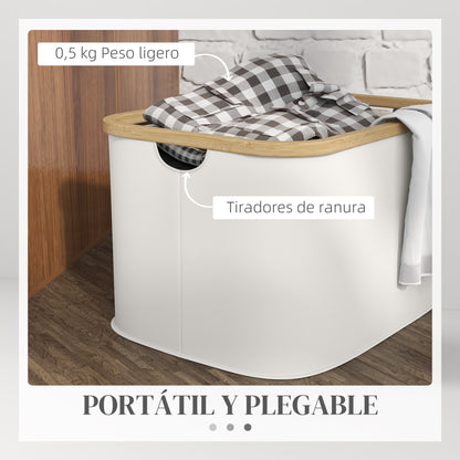 Foldable Laundry Basket 36 L Dirty Clothes Basket with Handles for Bathroom Bedroom Laundry Room 44.3x33.3x26.5 cm Cream