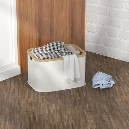 Foldable Laundry Basket 36 L Dirty Clothes Basket with Handles for Bathroom Bedroom Laundry Room 44.3x33.3x26.5 cm Cream
