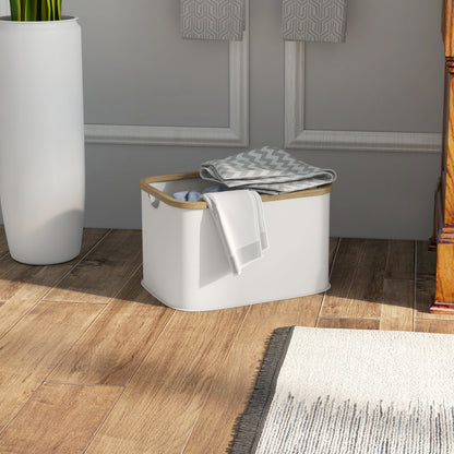 Foldable Laundry Basket 36 L Dirty Clothes Basket with Handles for Bathroom Bedroom Laundry Room 44.3x33.3x26.5 cm Cream