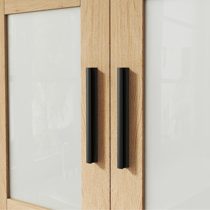 Wall Mounted Bathroom Cabinet with Mirror, Bathroom Storage Cabinet, Medicine Cabinet with Open Compartment and Adjustable Shelf, Oak