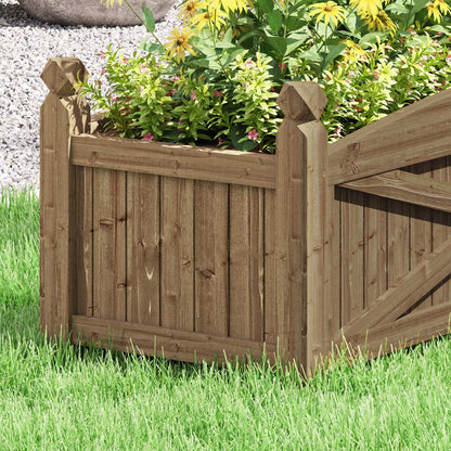 Raised Wooden Planter Urban Garden Wood for Growing Plants Flowers Herbs Rectangular Planter for Garden Balcony Terrace 90x39x37 cm Dark Brown