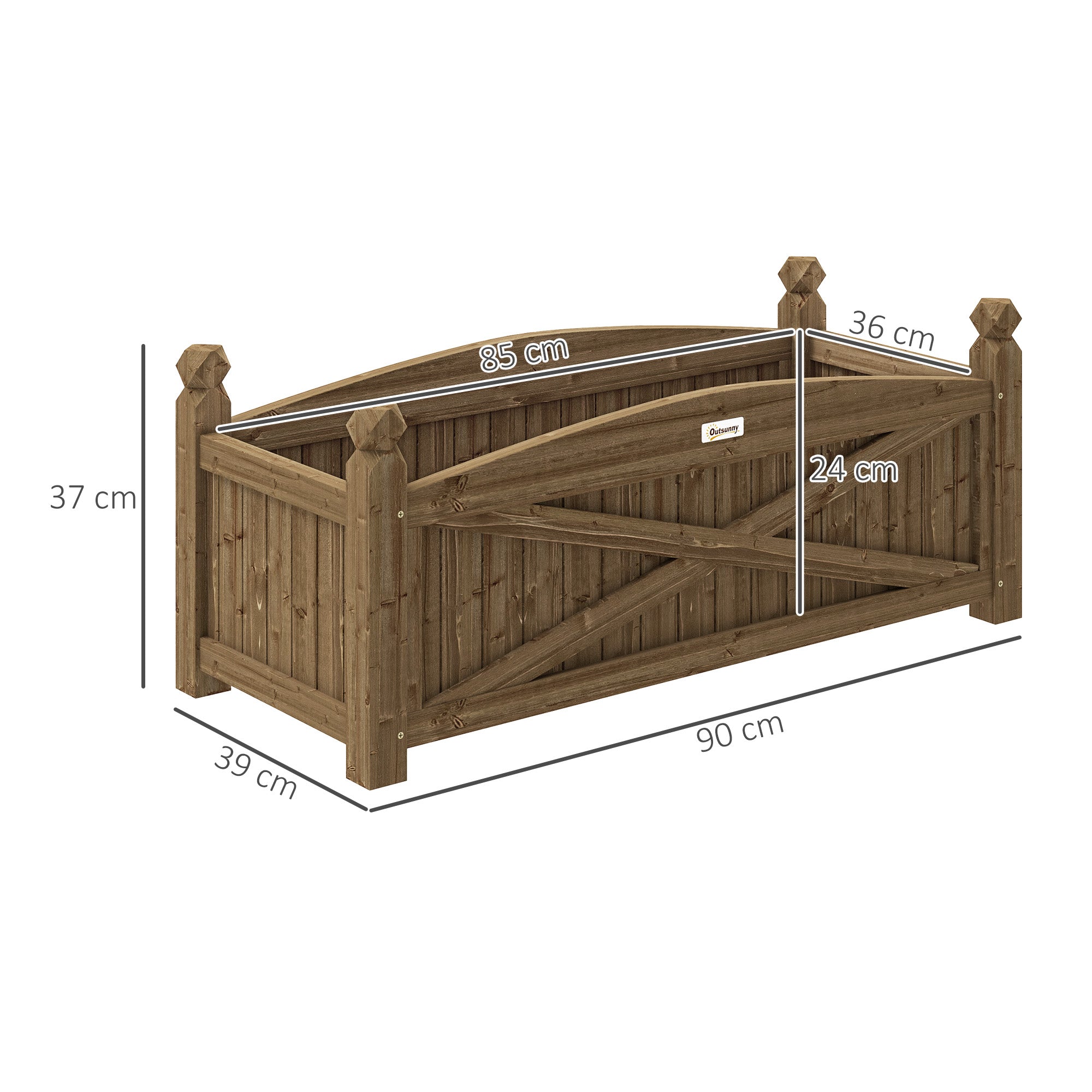 Raised Wooden Planter Urban Garden Wood for Growing Plants Flowers Herbs Rectangular Planter for Garden Balcony Terrace 90x39x37 cm Dark Brown