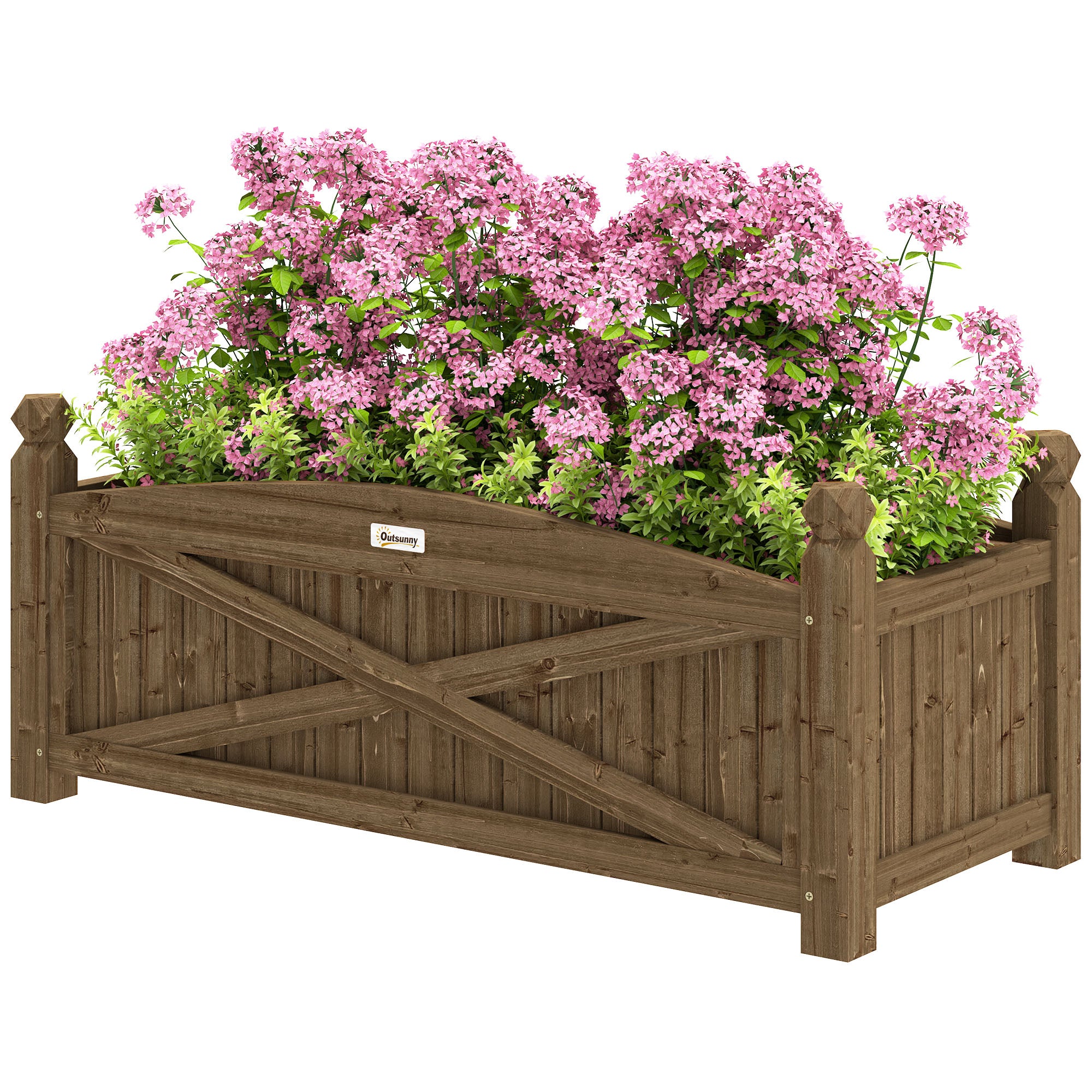 Raised Wooden Planter Urban Garden Wood for Growing Plants Flowers Herbs Rectangular Planter for Garden Balcony Terrace 90x39x37 cm Dark Brown