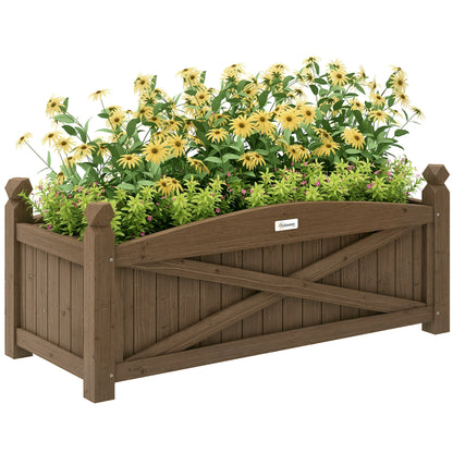 Raised Wooden Planter Urban Garden Wood for Growing Plants Flowers Herbs Rectangular Planter for Garden Balcony Terrace 90x39x37 cm Dark Brown