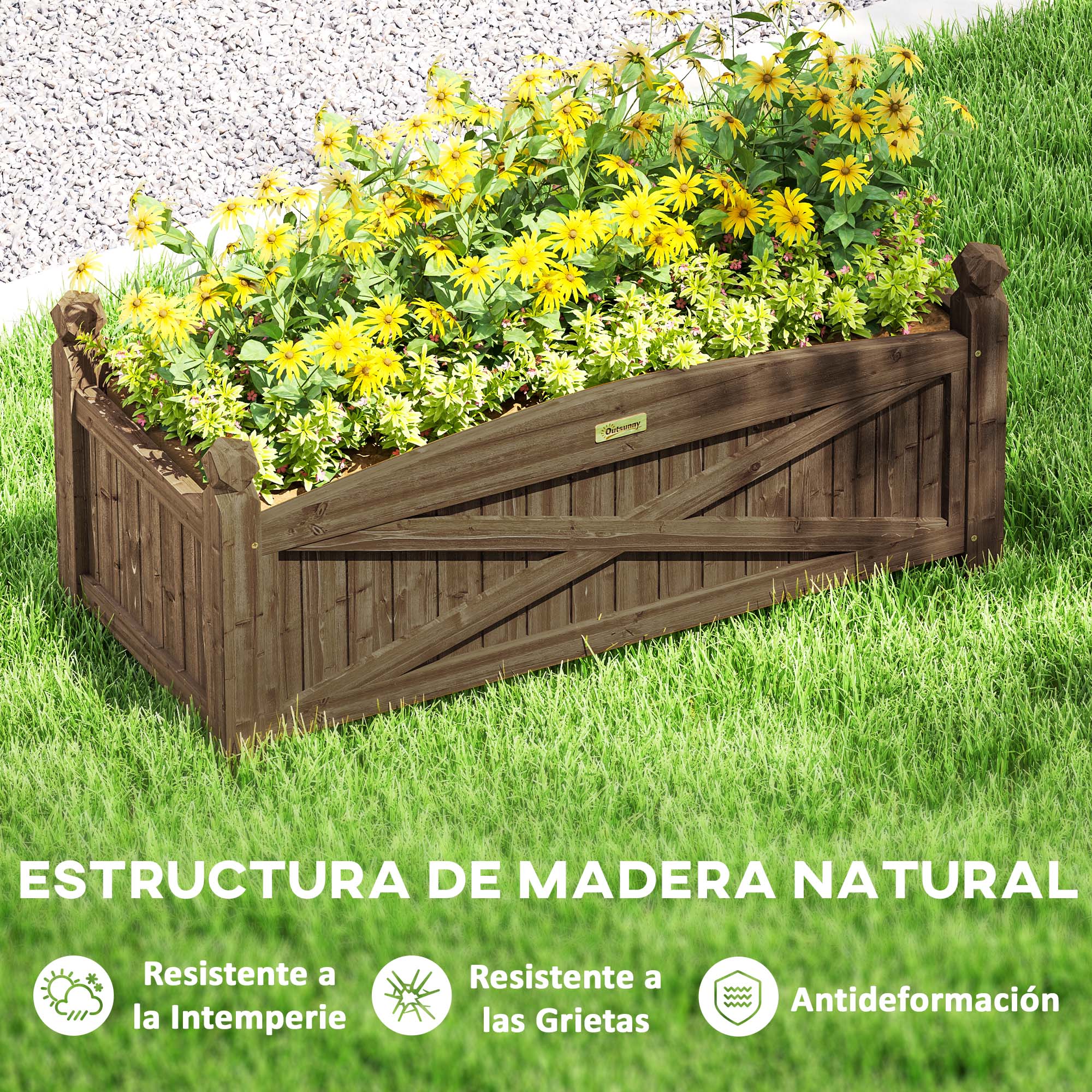 Raised Wooden Planter Urban Garden Wood for Growing Plants Flowers Herbs Rectangular Planter for Garden Balcony Terrace 90x39x37 cm Dark Brown