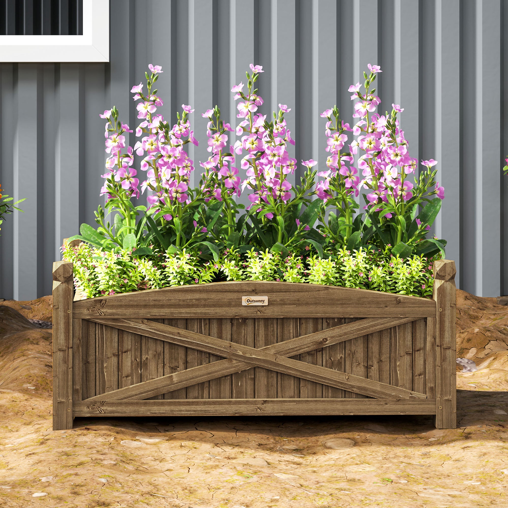 Raised Wooden Planter Urban Garden Wood for Growing Plants Flowers Herbs Rectangular Planter for Garden Balcony Terrace 90x39x37 cm Dark Brown