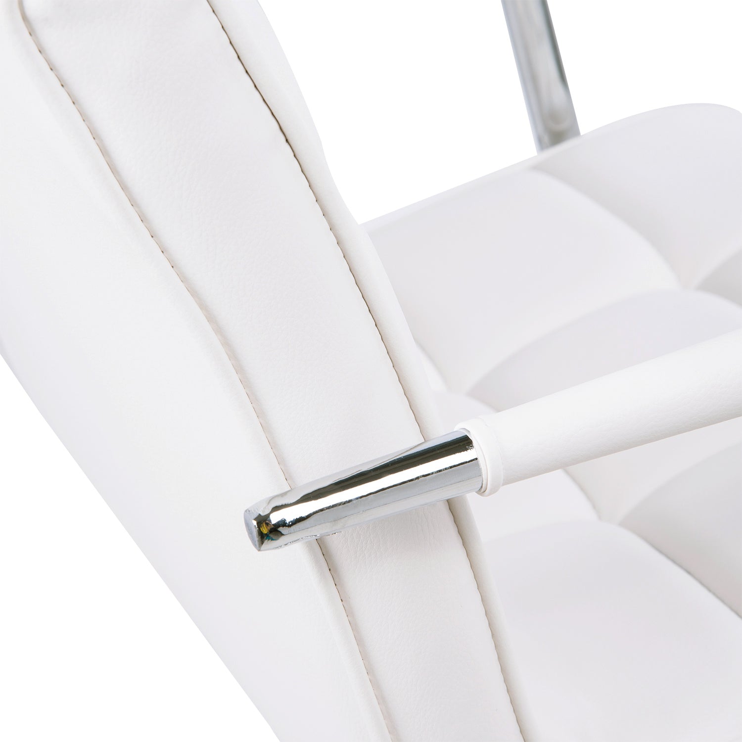 Office Chair Swivel Chair Cosmetics Stool Rolling Stool Work Stool Executive Chair Desk Chair Metal PU White 52.5 x 54 x 84-99 cm
