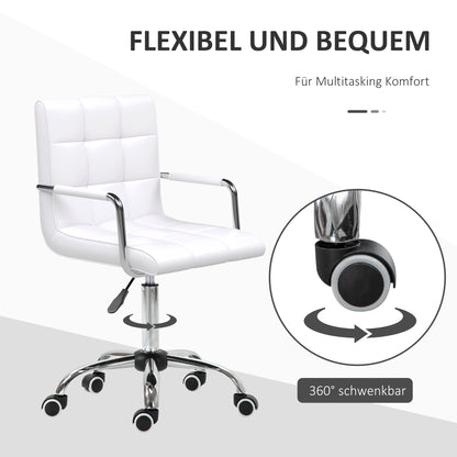 Office Chair Swivel Chair Cosmetics Stool Rolling Stool Work Stool Executive Chair Desk Chair Metal PU White 52.5 x 54 x 84-99 cm