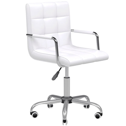 Office Chair Swivel Chair Cosmetics Stool Rolling Stool Work Stool Executive Chair Desk Chair Metal PU White 52.5 x 54 x 84-99 cm