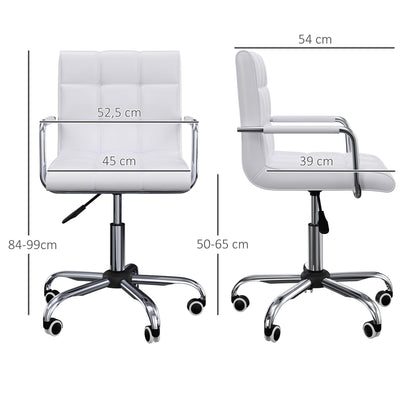 Office Chair Swivel Chair Cosmetics Stool Rolling Stool Work Stool Executive Chair Desk Chair Metal PU White 52.5 x 54 x 84-99 cm
