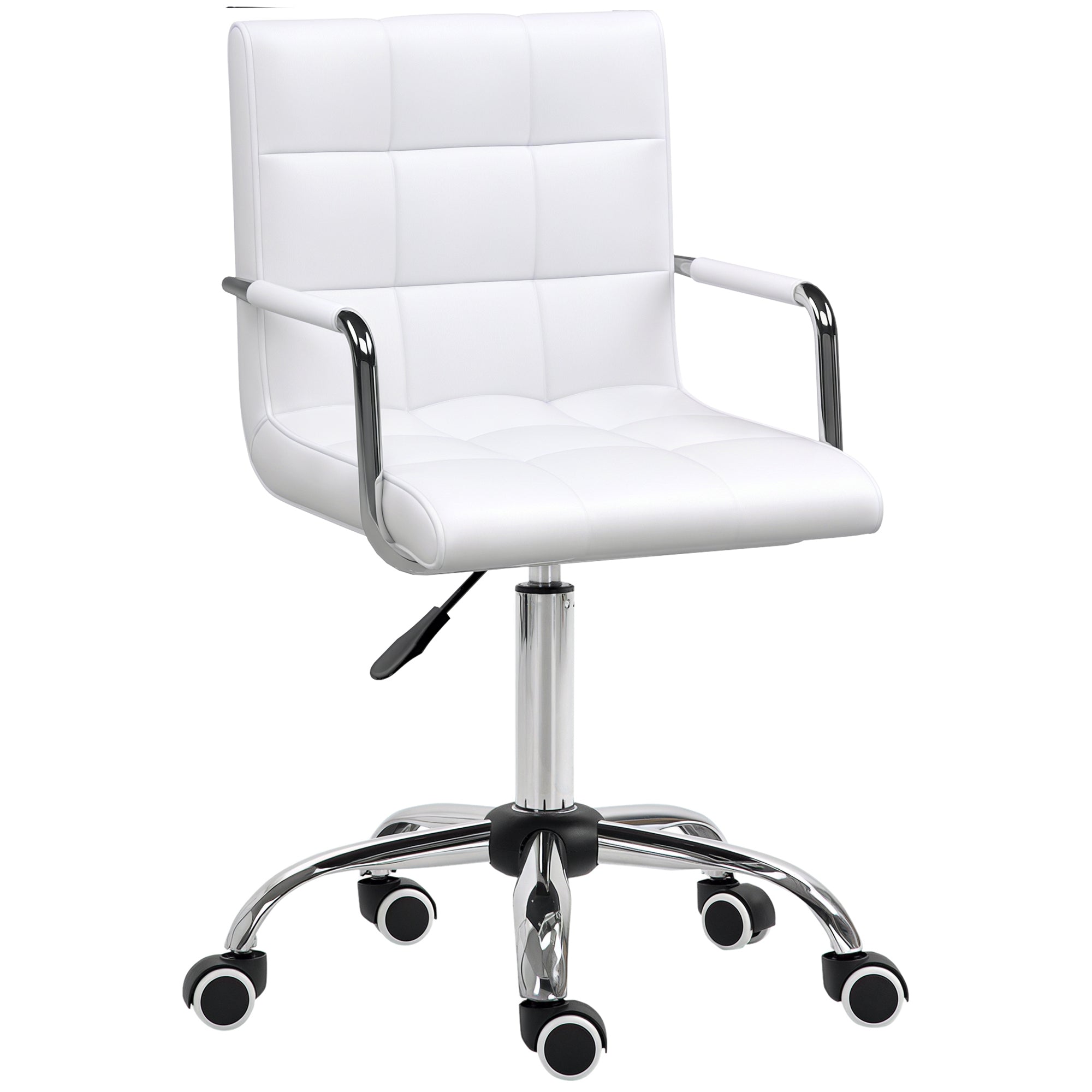 Office Chair Swivel Chair Cosmetics Stool Rolling Stool Work Stool Executive Chair Desk Chair Metal PU White 52.5 x 54 x 84-99 cm