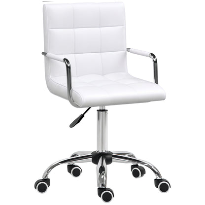 Office Chair Swivel Chair Cosmetics Stool Rolling Stool Work Stool Executive Chair Desk Chair Metal PU White 52.5 x 54 x 84-99 cm