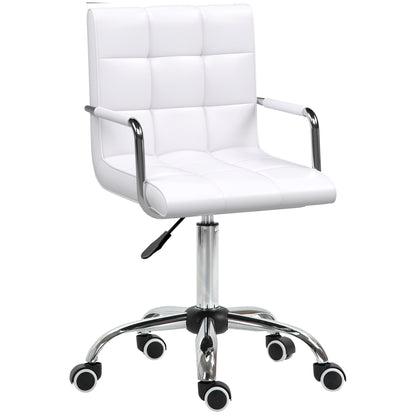 Office Chair Swivel Chair Cosmetics Stool Rolling Stool Work Stool Executive Chair Desk Chair Metal PU White 52.5 x 54 x 84-99 cm