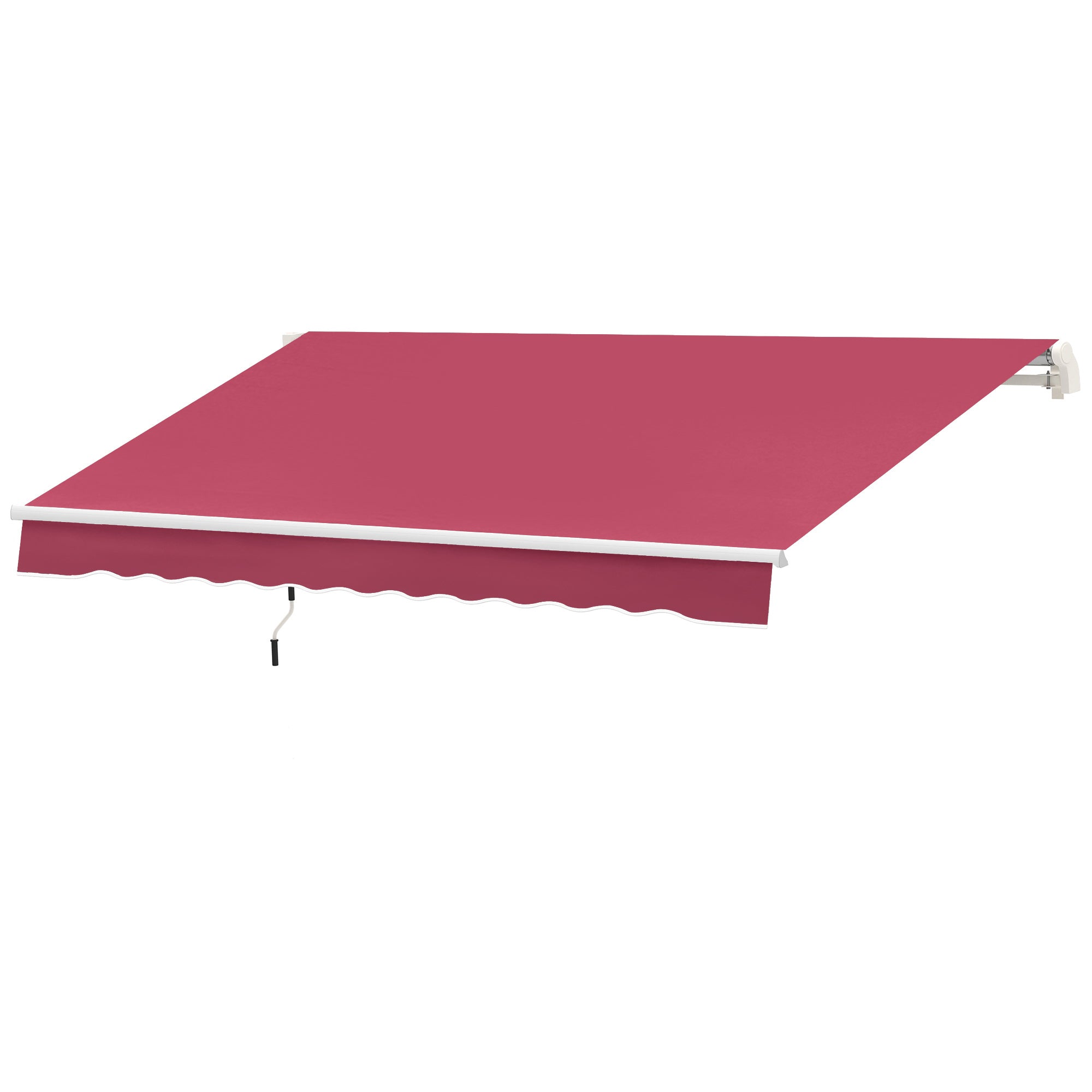 Manual Retractable Awning 395x245 cm Balcony Awning with Waterproof and Anti-UV Metal Crank Outdoor Roll-Up Awning for Garden Terrace Windows Red
