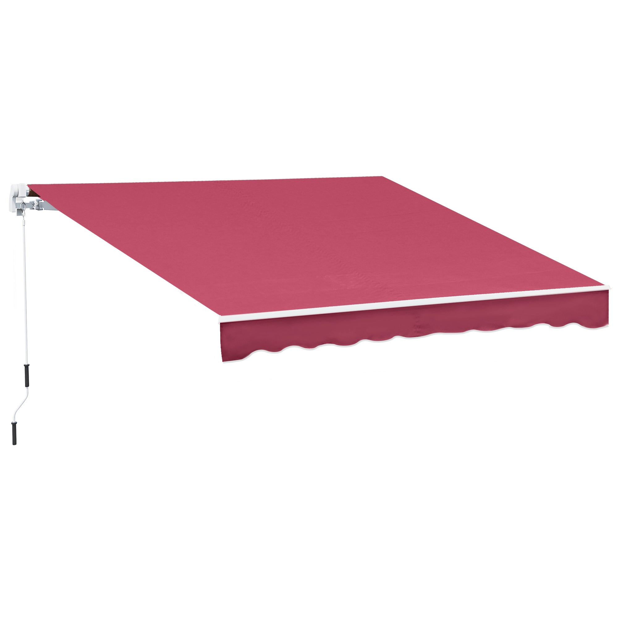 Manual Retractable Awning 395x245 cm Balcony Awning with Waterproof and Anti-UV Metal Crank Outdoor Roll-Up Awning for Garden Terrace Windows Red
