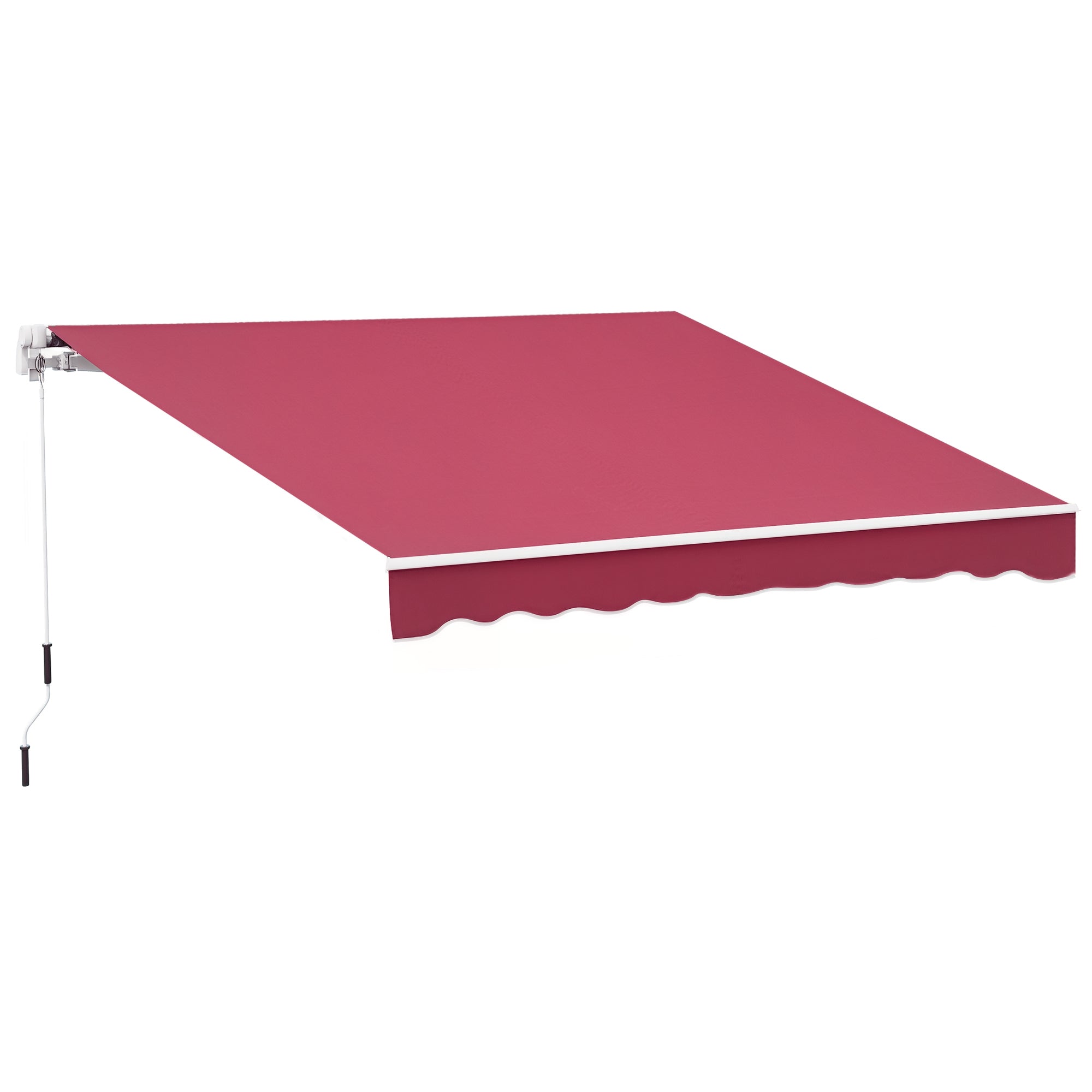 Manual Retractable Awning 395x245 cm Balcony Awning with Waterproof and Anti-UV Metal Crank Outdoor Roll-Up Awning for Garden Terrace Windows Red