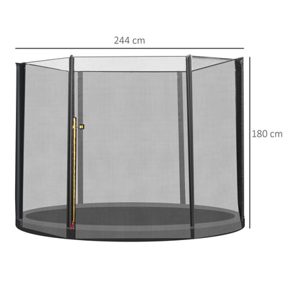 Replacement Safety Net for Round Trampoline Ø244 cm for Outdoor with Zippered Door for 6 Straight Poles Ø244x180 cm Black