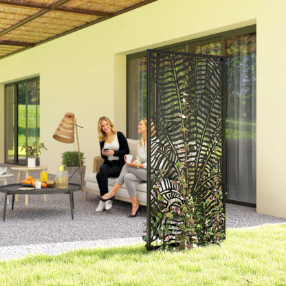 Freestanding/Suspendable Privacy Screen 25.6 x 51.2 in – Metal Panel Divider for Balcony & Terrace, Black