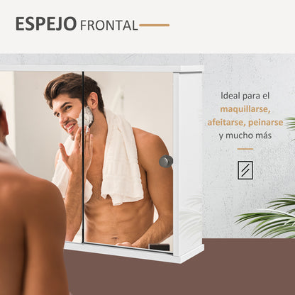 Bathroom Mirror Cabinet Hanging Bathroom Cabinet with Adjustable Shelf and Double Sliding Door for Bedroom 55x15x45 cm Glossy White